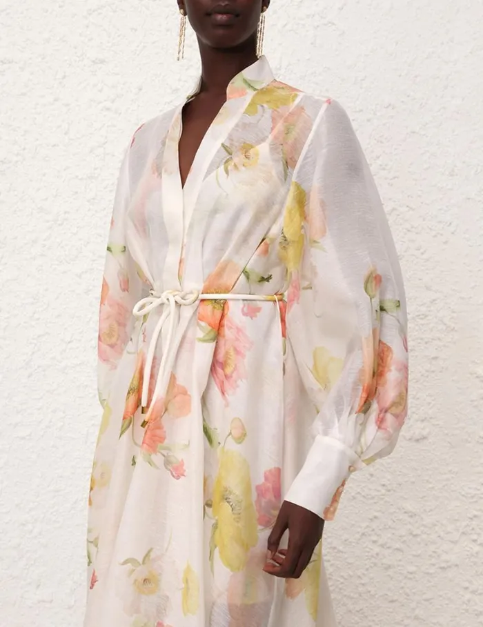 Zimmermann Clothing Tranquillity Shacket Dress Multi Poppy 8211 Women