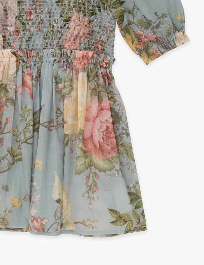Zimmermann Clothing Waverly Puff Sleeve Dress Blue Floral 8211 Kids