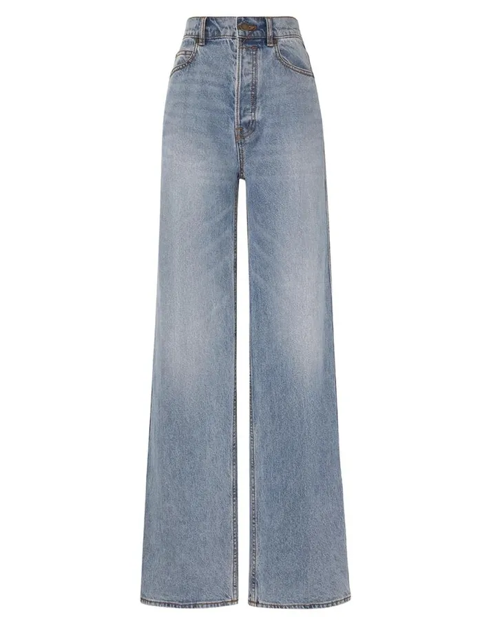Zimmermann Clothing Wide Straight Jean Poseidon Blue 8211 Women
