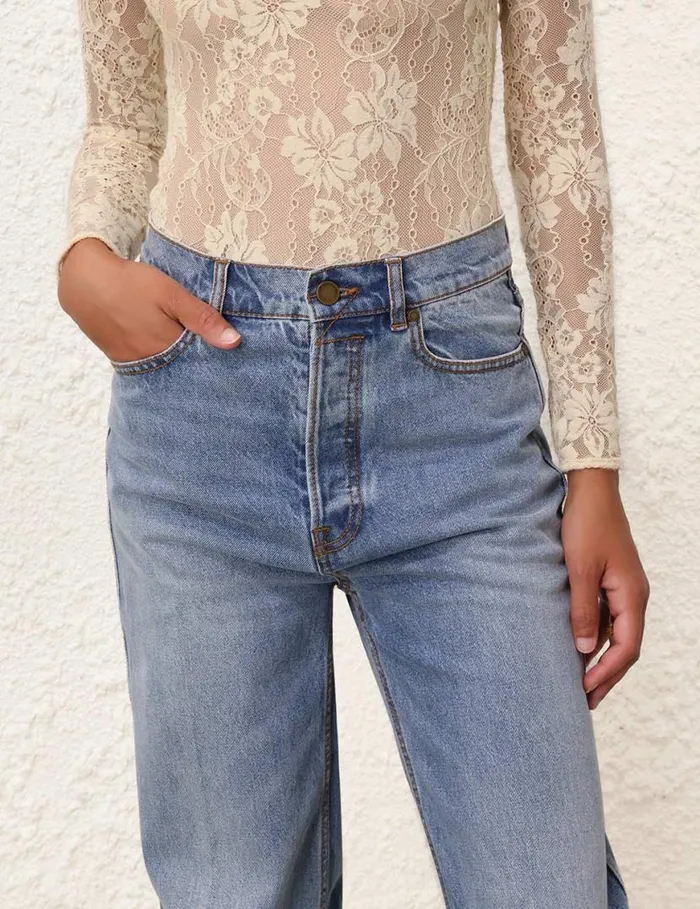 Zimmermann Clothing Wide Straight Jean Poseidon Blue 8211 Women