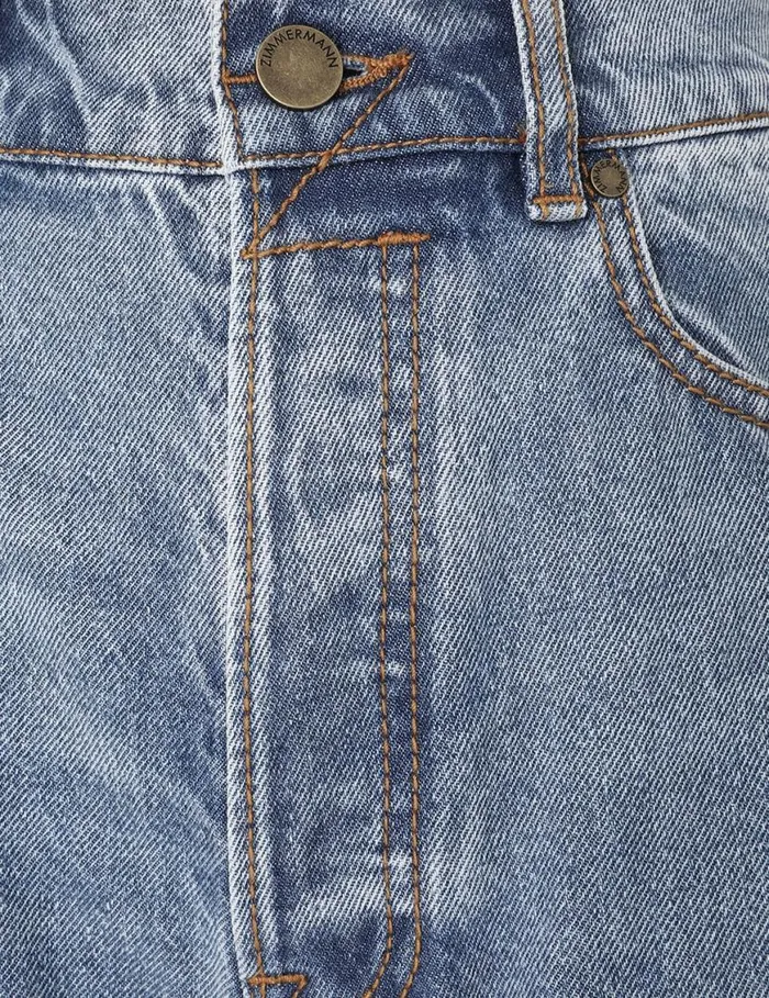 Zimmermann Clothing Wide Straight Jean Poseidon Blue 8211 Women