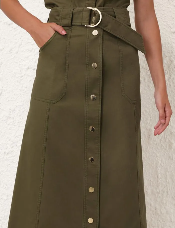 Zimmermann Denim Denim Wrap Skirt Olive 8211 Women
