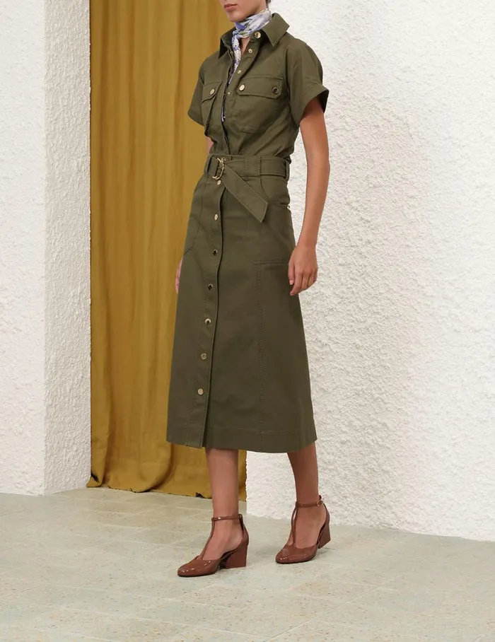 Zimmermann Denim Denim Wrap Skirt Olive 8211 Women