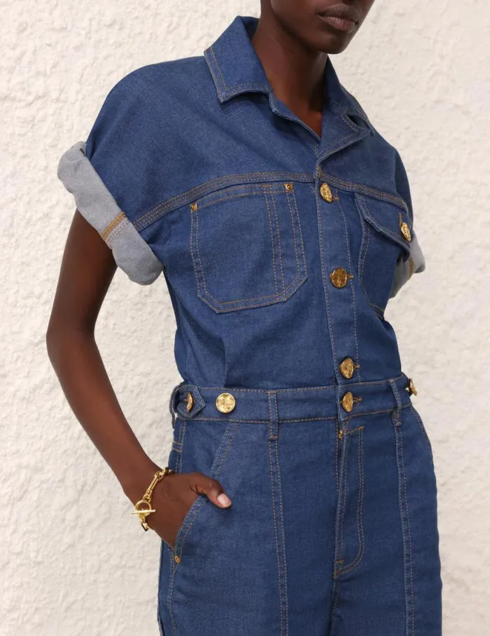 Zimmermann Denim Matchmaker Denim Boiler Suit Railway Blue 8211 Women