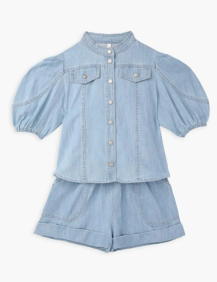 Zimmermann Denim Waverly Utility Denim Top Blueberry 8211 Kids