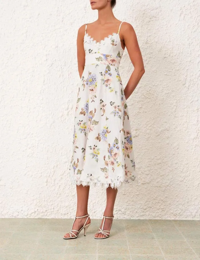 Zimmermann Dresses Applique Picnic Dress Blue Floral 8211 Women