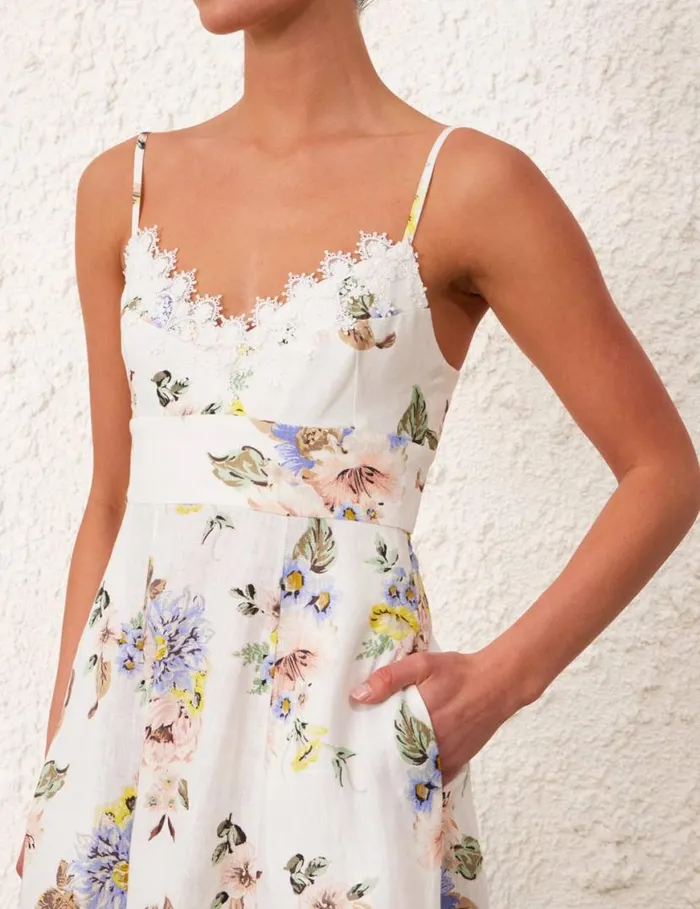 Zimmermann Dresses Applique Picnic Dress Blue Floral 8211 Women