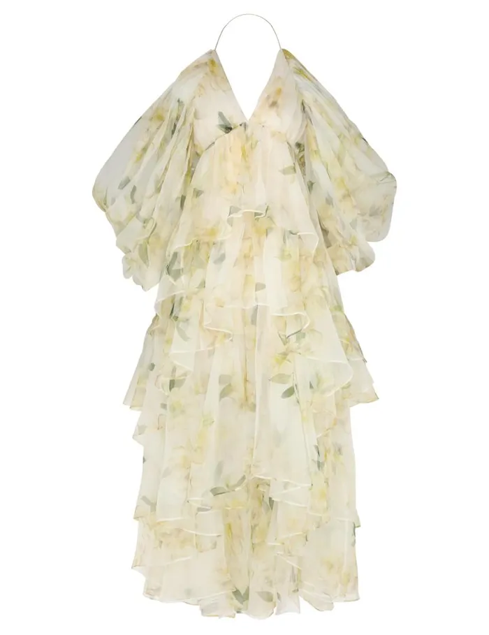 Zimmermann Dresses Harmony Gathered Long Dress Ivory Magnolia 8211 Women