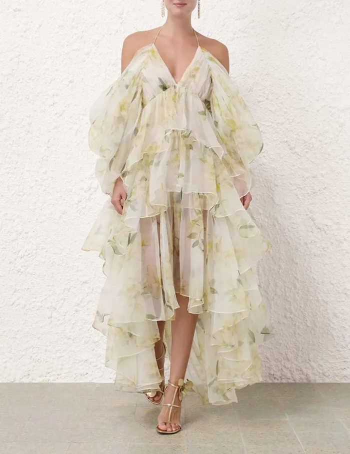 Zimmermann Dresses Harmony Gathered Long Dress Ivory Magnolia 8211 Women