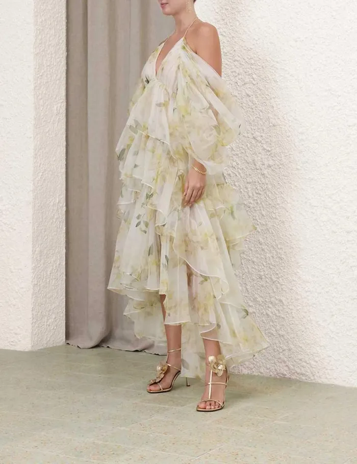 Zimmermann Dresses Harmony Gathered Long Dress Ivory Magnolia 8211 Women