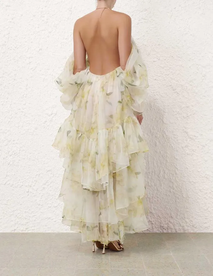 Zimmermann Dresses Harmony Gathered Long Dress Ivory Magnolia 8211 Women