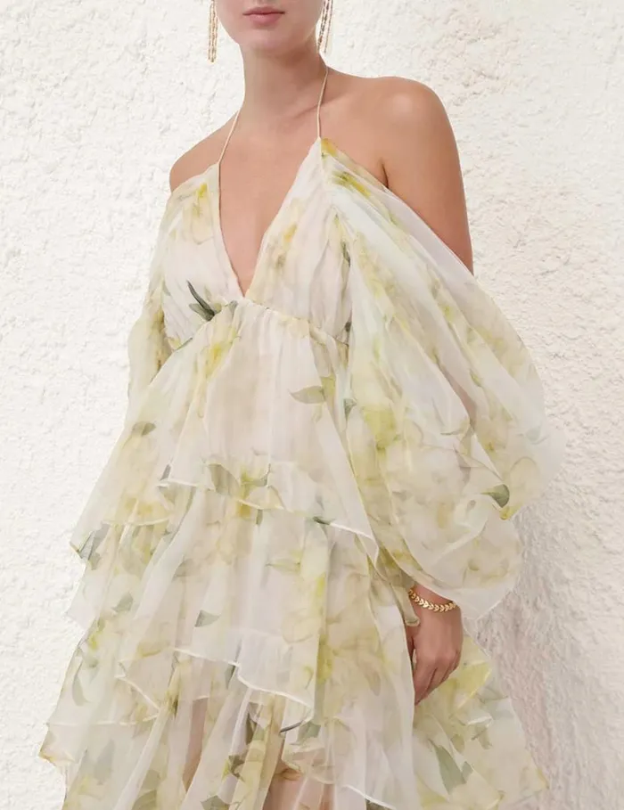Zimmermann Dresses Harmony Gathered Long Dress Ivory Magnolia 8211 Women