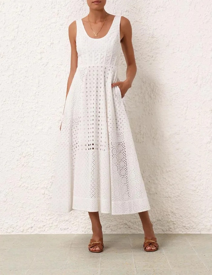 Zimmermann Dresses Matchmaker Anglaise Midi Ivory 8211 Women