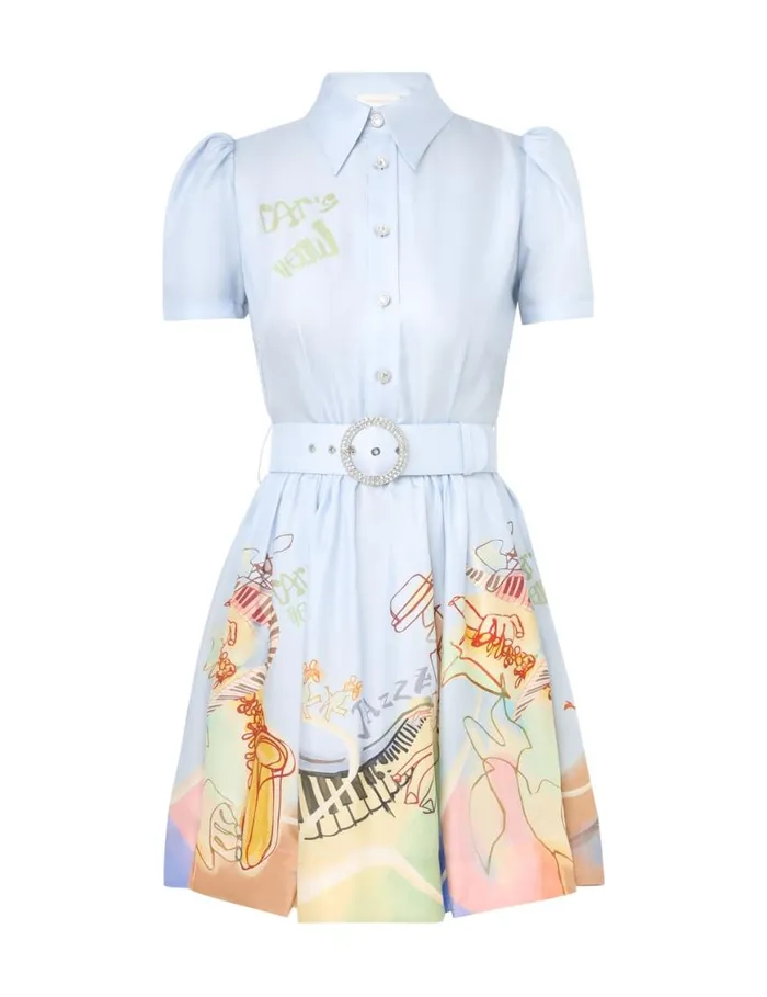 Zimmermann Dresses Matchmaker Shirt Mini Dress Blue Poster 8211 Women