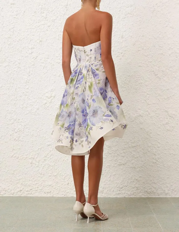 Zimmermann Dresses Natura Draped Mini Blue Floral 8211 Women