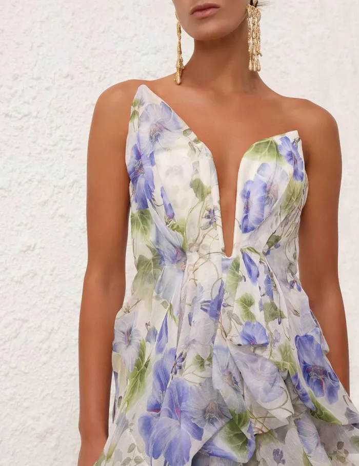 Zimmermann Dresses Natura Draped Mini Blue Floral 8211 Women