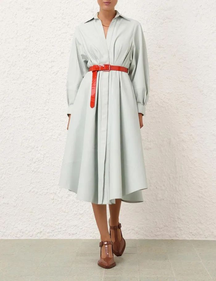 Zimmermann Dresses Natura Leather Tuck Dress Mint 8211 Women
