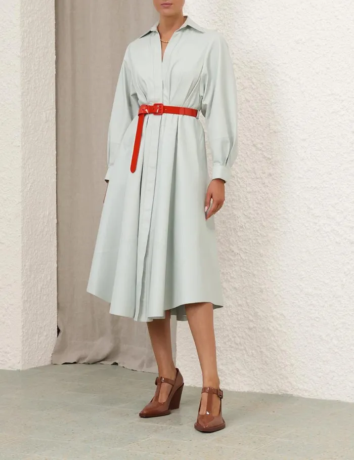 Zimmermann Dresses Natura Leather Tuck Dress Mint 8211 Women