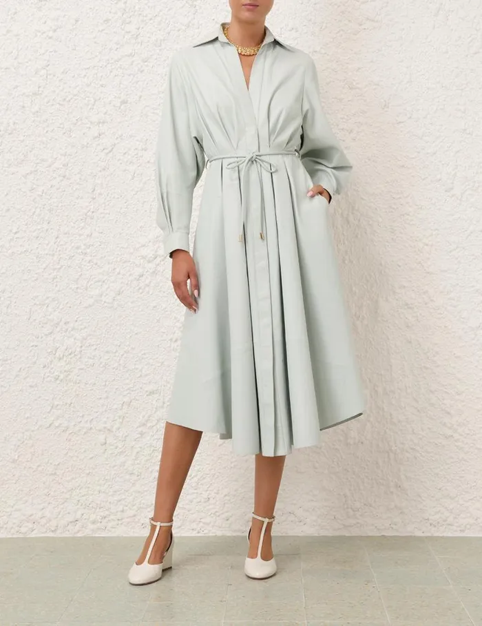 Zimmermann Dresses Natura Leather Tuck Dress Mint 8211 Women