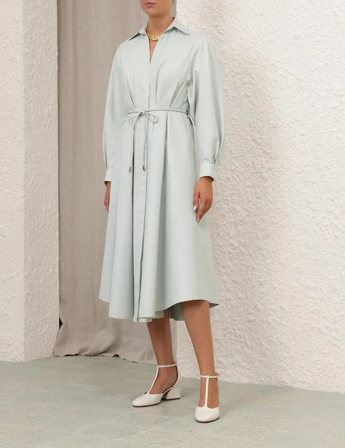 Zimmermann Dresses Natura Leather Tuck Dress Mint 8211 Women