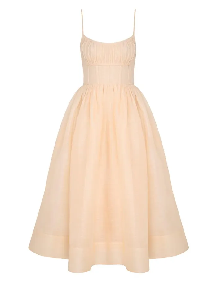 Zimmermann Dresses Natura Ruched Midi Dress Light Peach 8211 Women