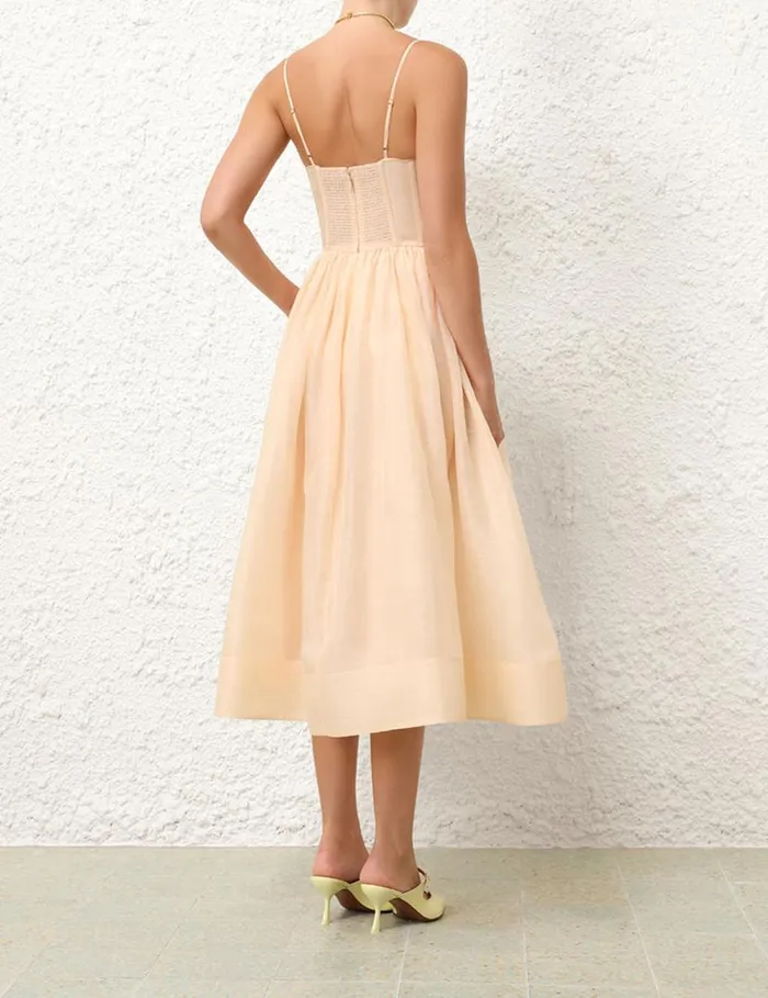 Zimmermann Dresses Natura Ruched Midi Dress Light Peach 8211 Women