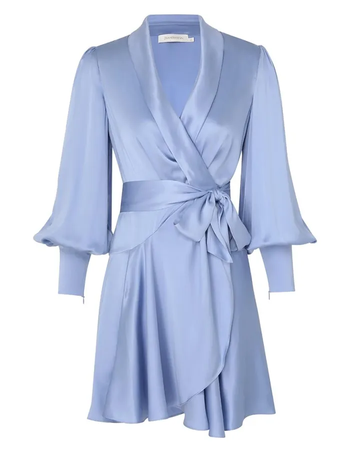 Zimmermann Dresses Silk Wrap Mini Dress Hydrangea 8211 Women
