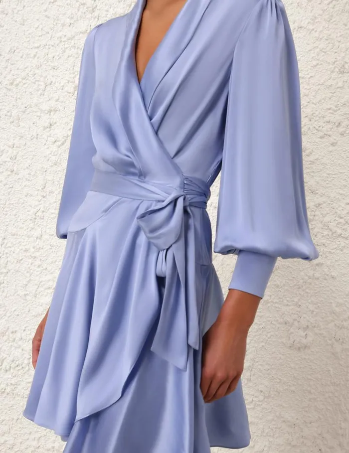 Zimmermann Dresses Silk Wrap Mini Dress Hydrangea 8211 Women