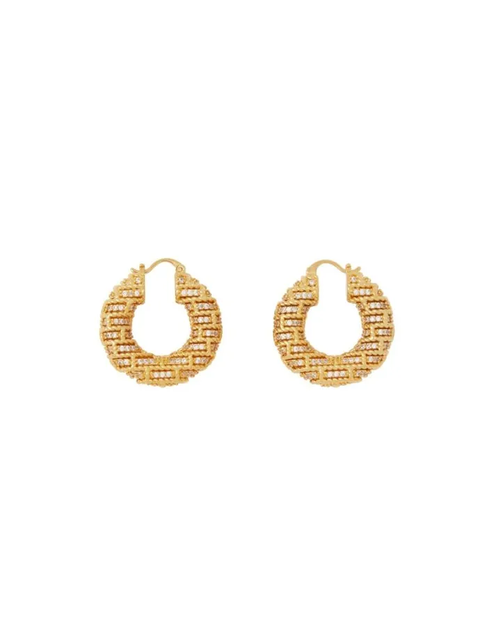 Zimmermann Earrings Twisted Rope Pave Hoops Gold 8211 Women