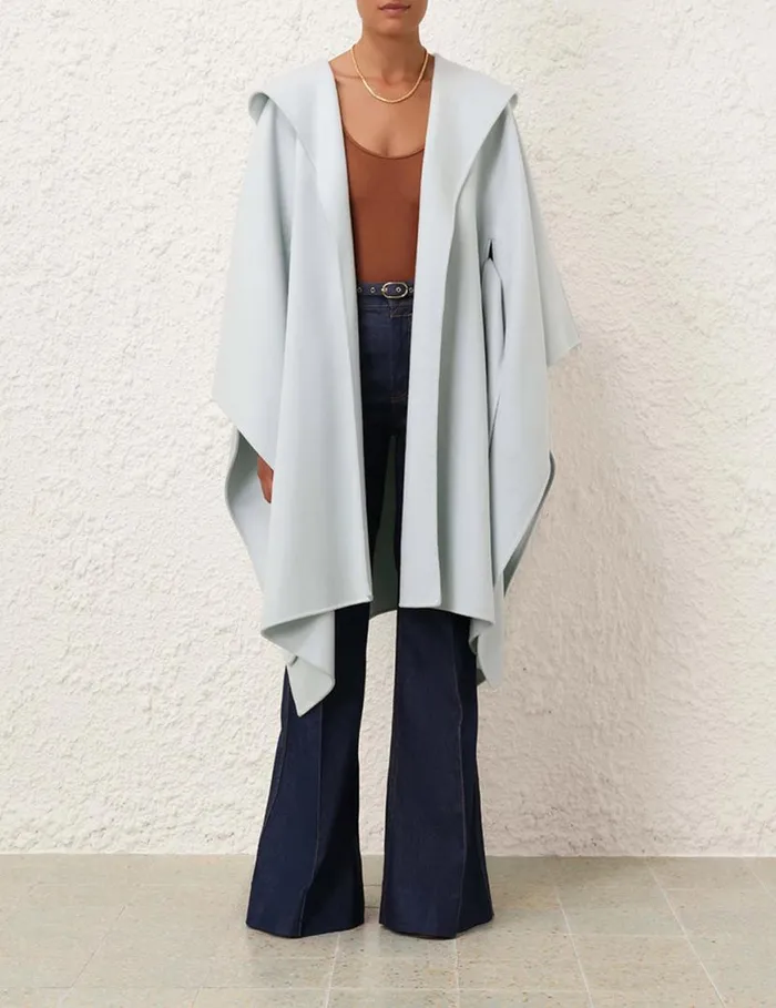 Zimmermann Jackets and Coats Natura Hooded Wool Cape Mint 8211 Women