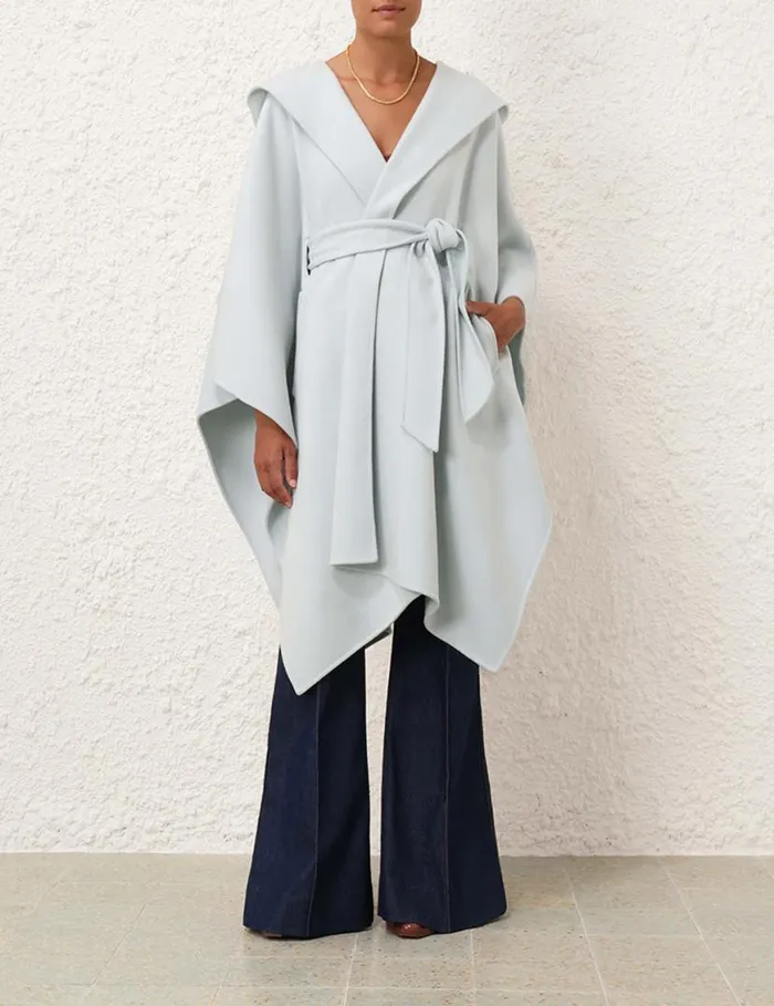 Zimmermann Jackets and Coats Natura Hooded Wool Cape Mint 8211 Women