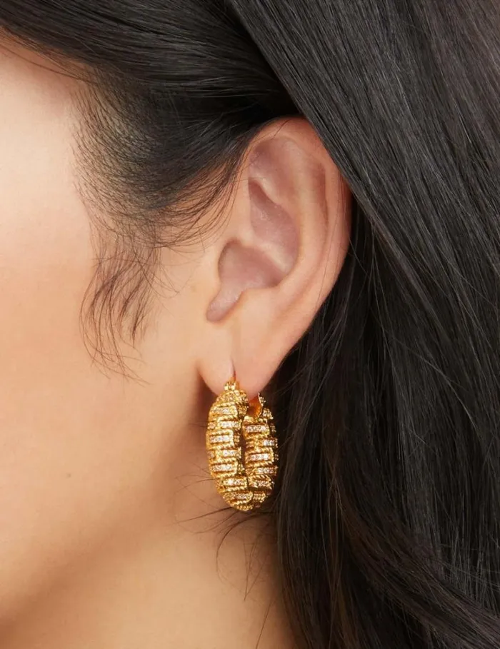 Zimmermann Jewellery Twisted Rope Pave Hoops Gold 8211 Women