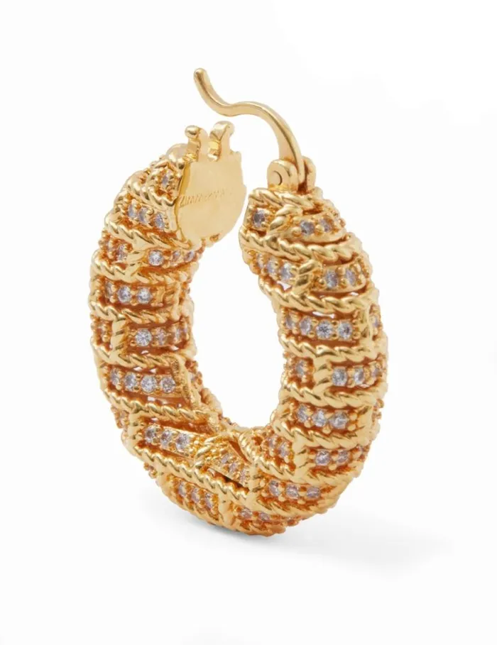 Zimmermann Jewellery Twisted Rope Pave Hoops Gold 8211 Women
