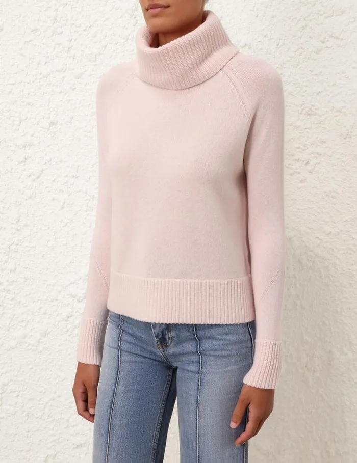 Zimmermann Knitwear Funnel Neck Sweater Dusty Pink 8211 Women
