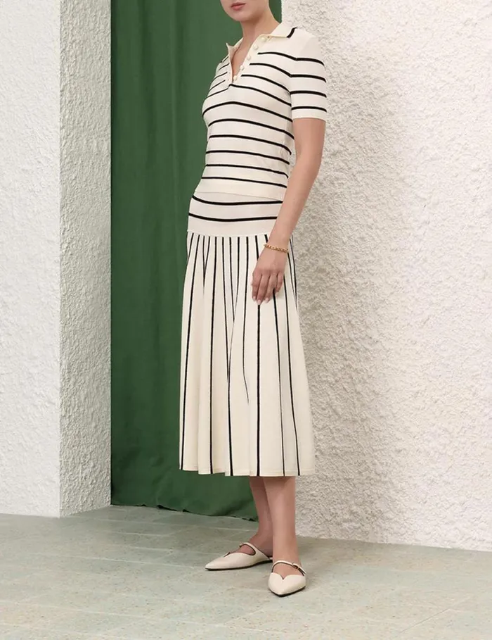 Zimmermann Knitwear Matchmaker Knit Stripe Skirt Creamblack 8211 Women