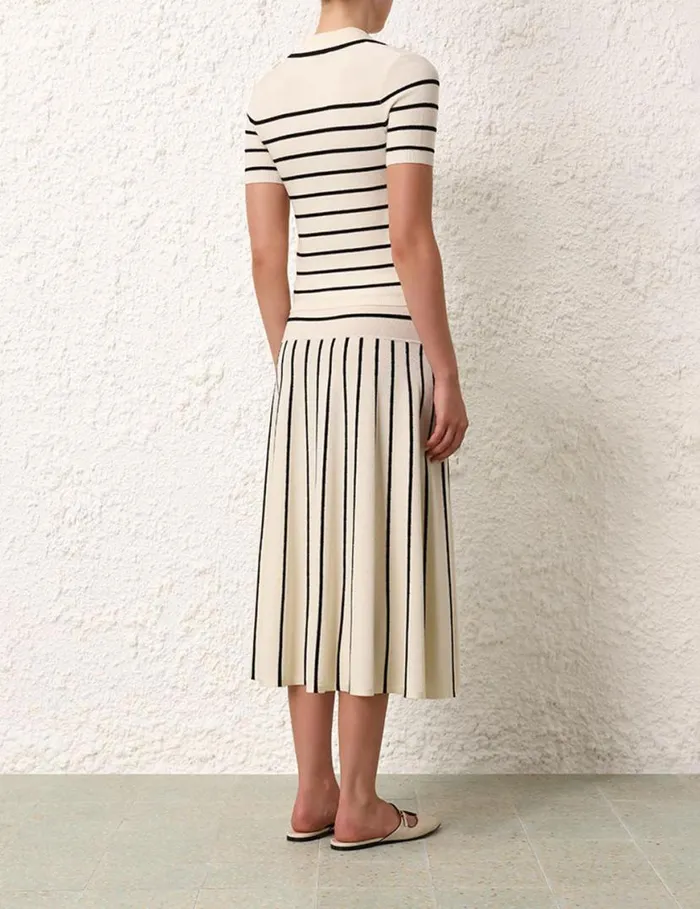 Zimmermann Knitwear Matchmaker Knit Stripe Skirt Creamblack 8211 Women