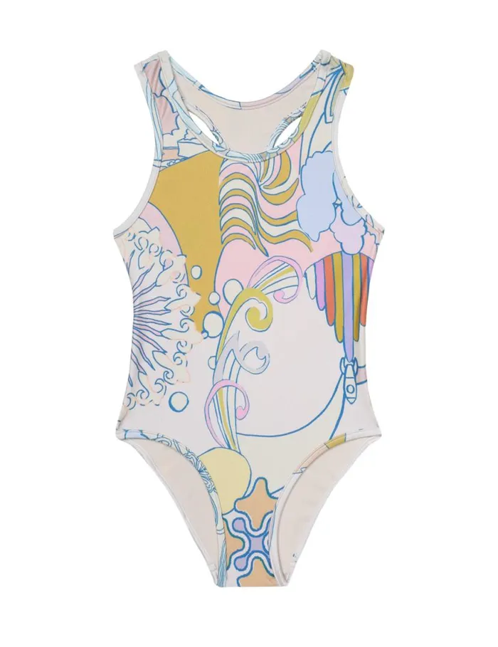 Zimmermann Swimwear Pop Racer 1PC Watercolour Multi 8211 Kids