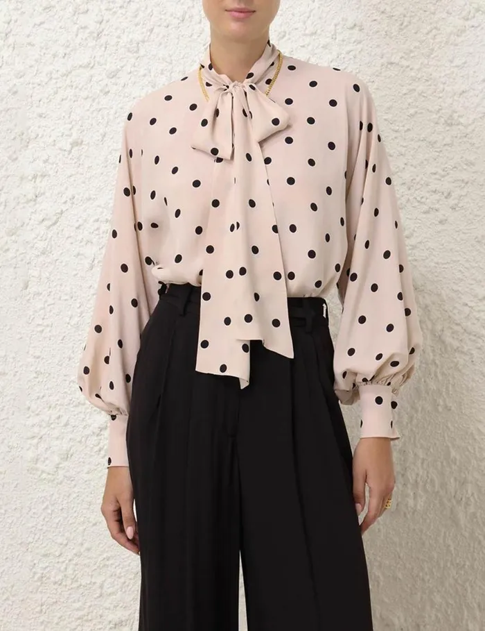 Zimmermann Tops Batwing Blouse Buff W Black Dot 8211 Women