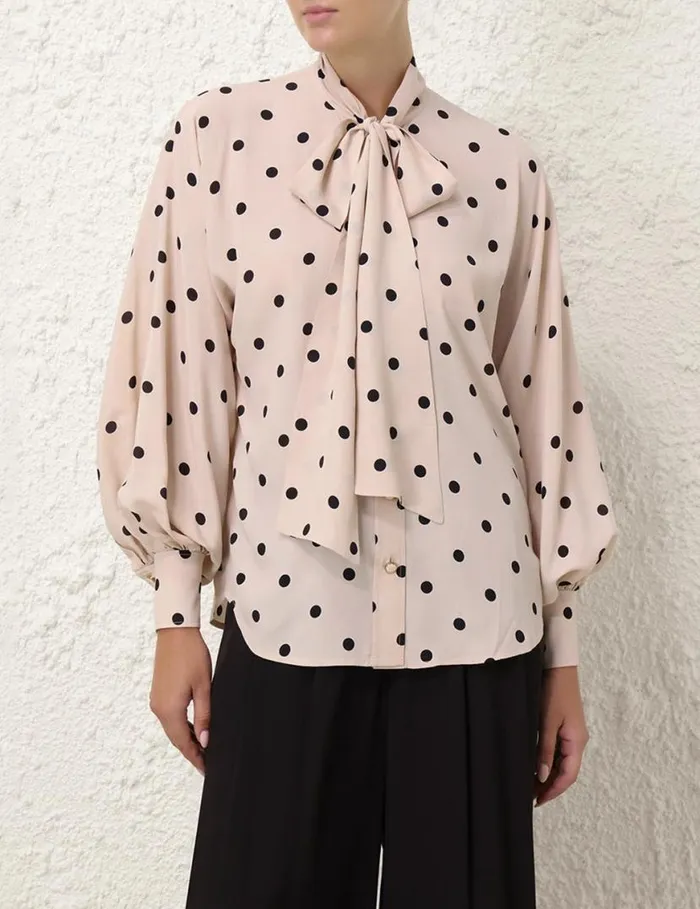 Zimmermann Tops Batwing Blouse Buff W Black Dot 8211 Women