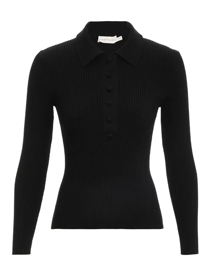 Zimmermann Tops Knit Polo Top Black 8211 Women