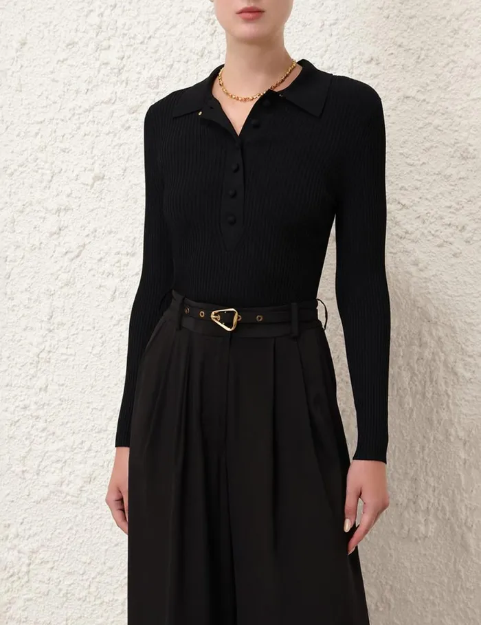 Zimmermann Tops Knit Polo Top Black 8211 Women