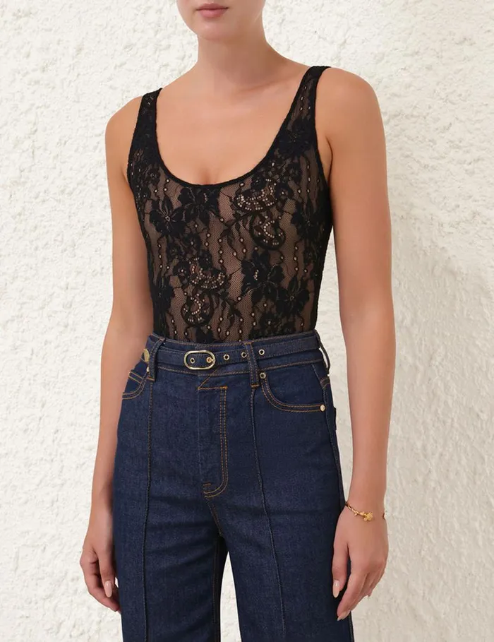 Zimmermann Tops Lace Scoop Bodysuit Black 8211 Women