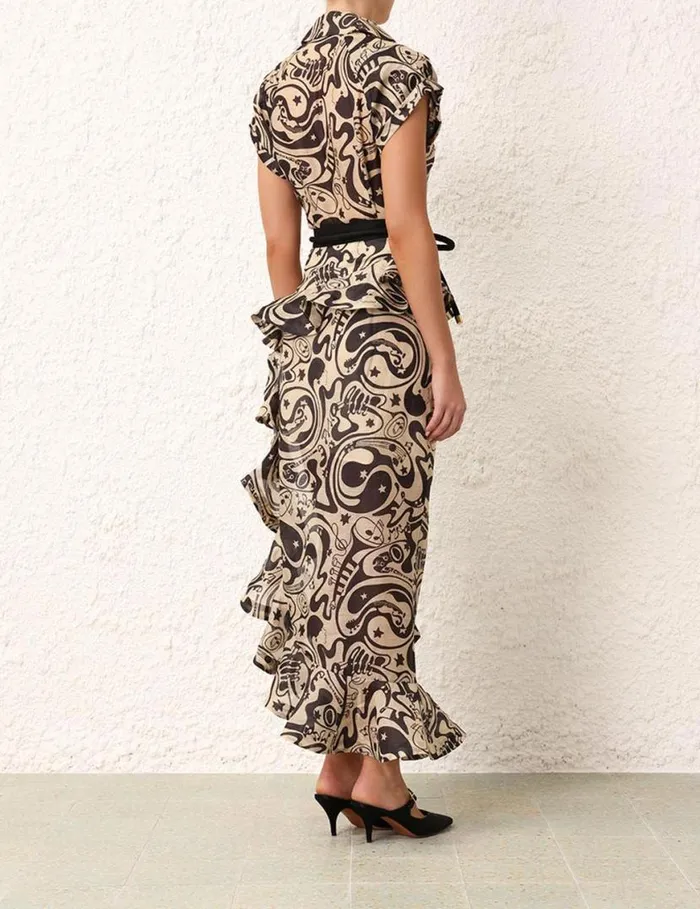 Zimmermann Tops Matchmaker Fitted Blouse Blacktea Abstract Musical 8211 Women
