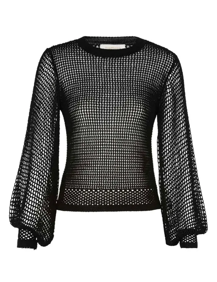 Zimmermann Tops Natura Crochet Blouson Top Black 8211 Women