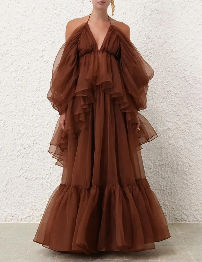 Zimmermann Tops Natura Gathered Top Toffee 8211 Women