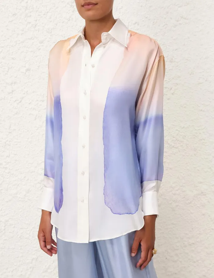 Zimmermann Tops Natura Relaxed Shirt Blue Fields 8211 Women