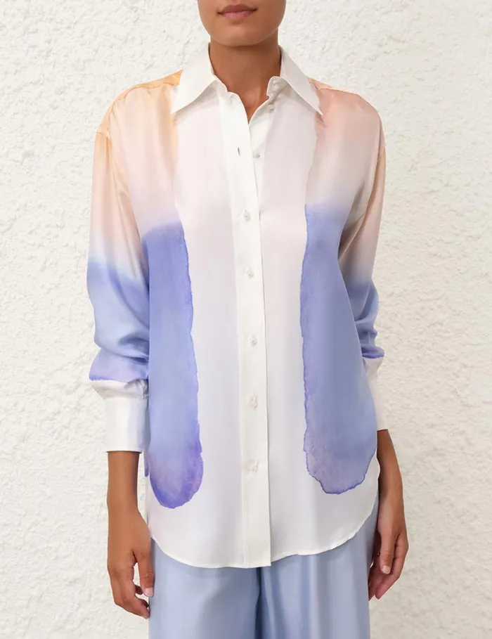 Zimmermann Tops Natura Relaxed Shirt Blue Fields 8211 Women