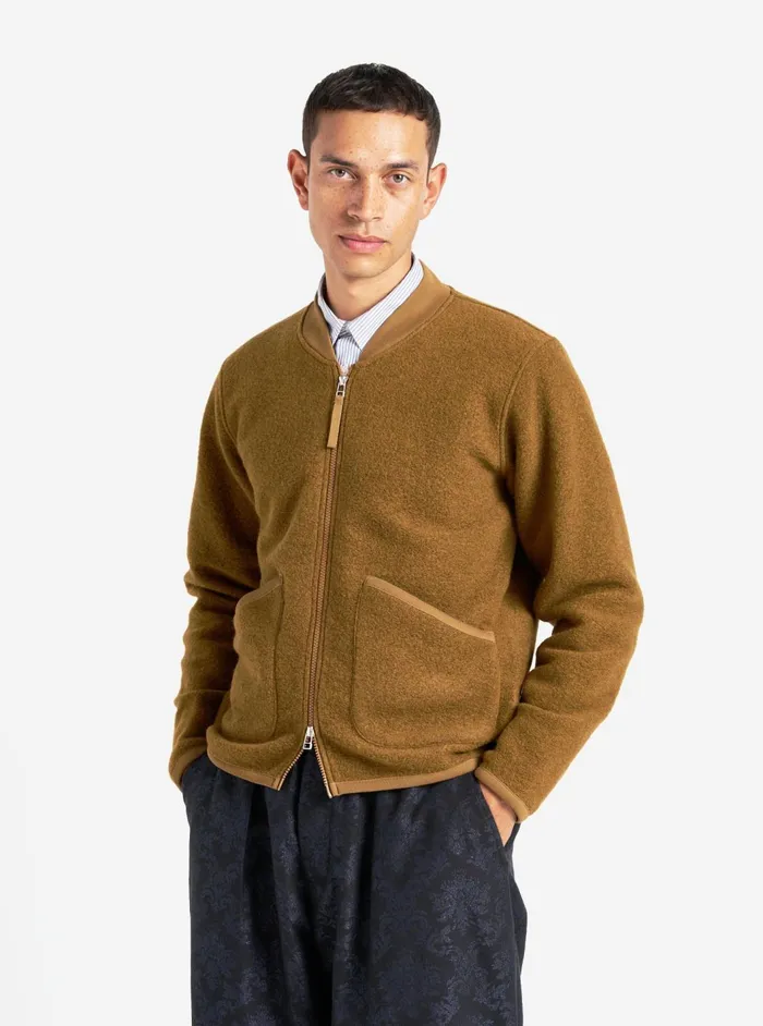 Zip Bomber In Mustard Wool Fleece Men Universal Works Fleece