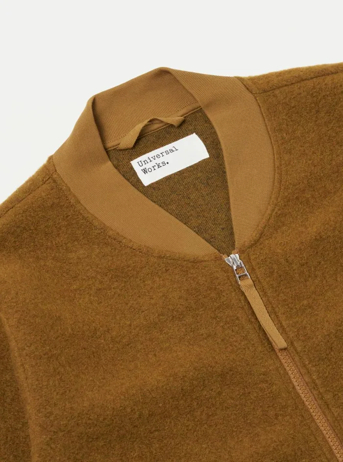 Zip Bomber In Mustard Wool Fleece Men Universal Works Fleece