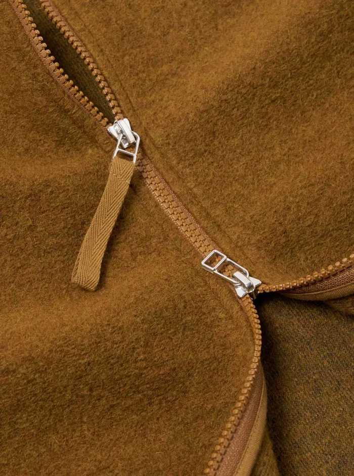 Zip Bomber In Mustard Wool Fleece Men Universal Works Fleece